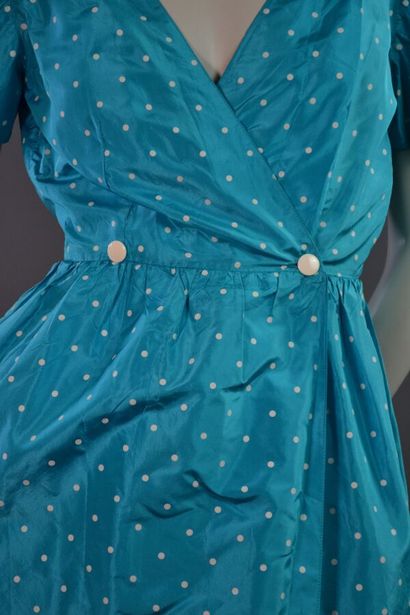 COURRÈGES PARIS Robe cocktail en soie bleu...