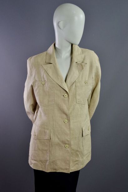 COURREGES Paris femme Saharienne en lin naturel...