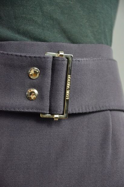 LOUIS VUITTON Jupe en laine bleu marine et...
