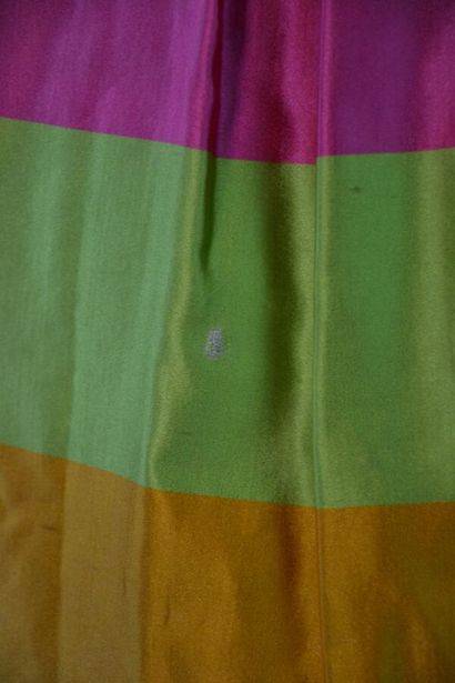 LANVIN Robe cocktail en crêpe et satin rayé-...