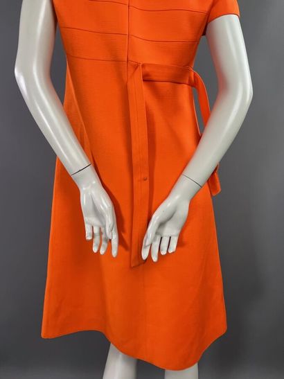 COURRÈGES PARIS - Robe orange en sergé de...