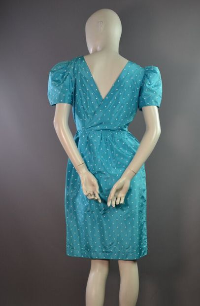 COURRÈGES PARIS Robe cocktail en soie bleu...