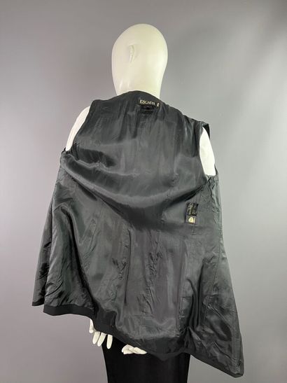 ESCADA Gilet en laine noir brodé de fleurs...