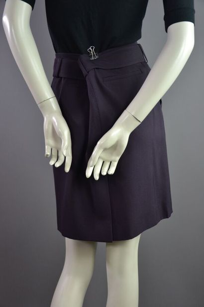 LOUIS VUITTON Jupe en laine bleu marine et...