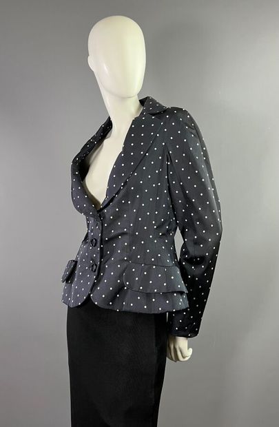 CHRISTIAN DIOR Paris Veste tailleur bar bleu...