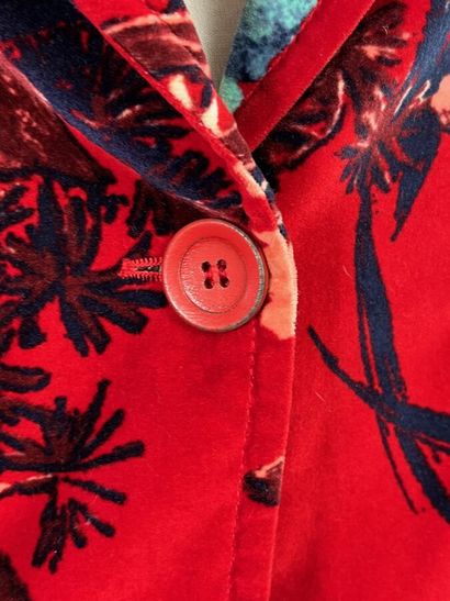 KENZO Jeans Veste en velours rouge fleuri...