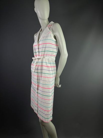 COURREGES Paris - Robe sans manches à rayures...
