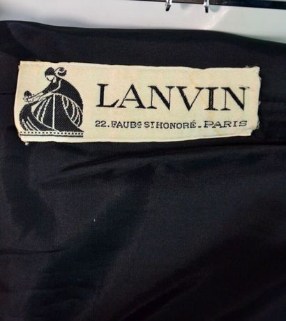 LANVIN Robe cocktail en crêpe et satin rayé-...