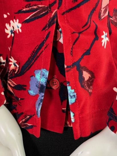 KENZO Jeans Veste en velours rouge fleuri...