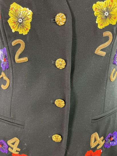 ESCADA Gilet en laine noir brodé de fleurs...