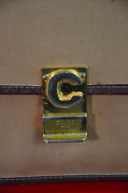 CELINE PARIS Pochette en toile marron gansé...