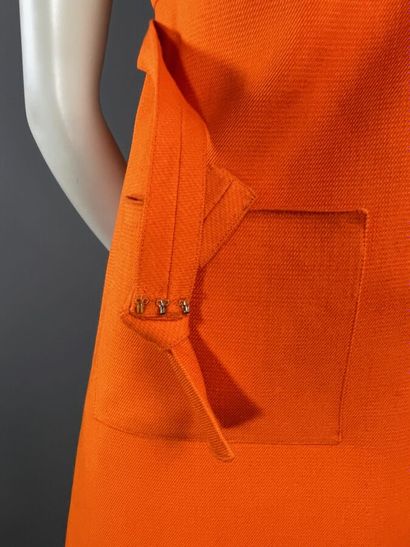 COURRÈGES PARIS - Robe orange en sergé de...