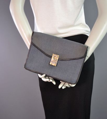 CELINE PARIS Pochette en toile denim brut...