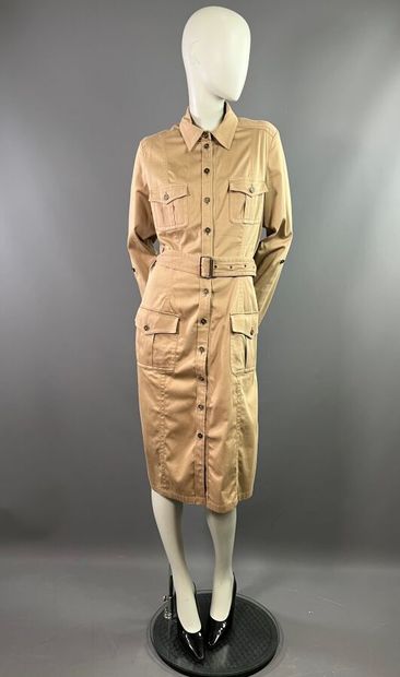 BURBERRY Robe saharienne en coton stretch...