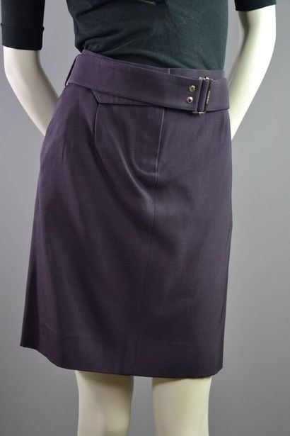 LOUIS VUITTON Jupe en laine bleu marine et...