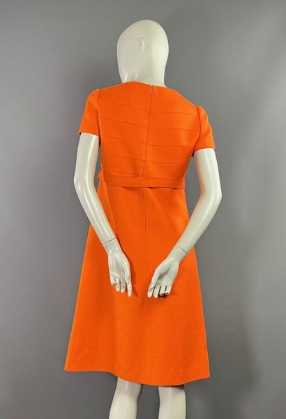 COURRÈGES PARIS - Robe orange en sergé de...