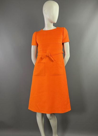 COURRÈGES PARIS - Robe orange en sergé de...