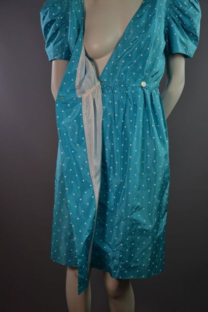 COURRÈGES PARIS Robe cocktail en soie bleu...