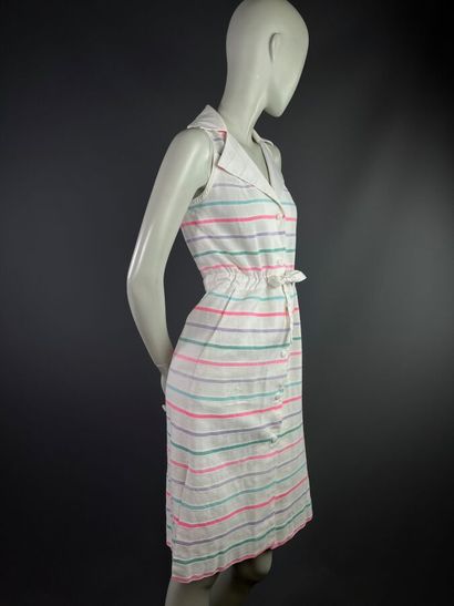 COURREGES Paris - Robe sans manches à rayures...