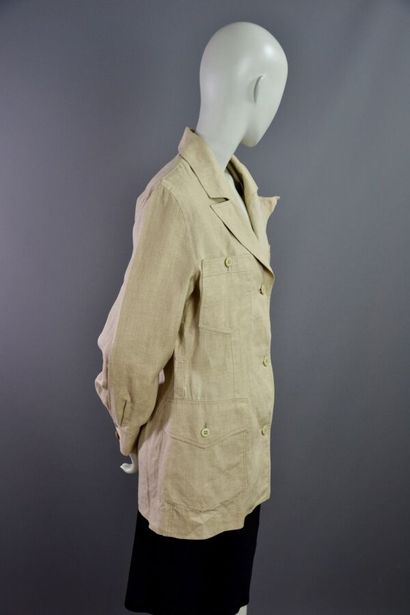 COURREGES Paris femme Saharienne en lin naturel...