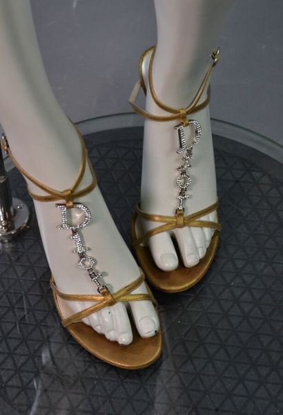 CHRISTIAN DIOR Escarpins ouverts cuir maé...