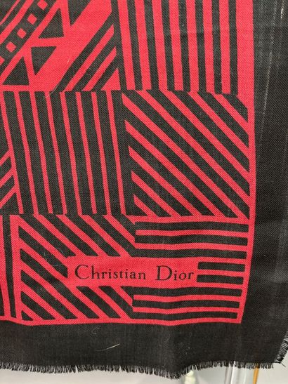 CHRISTIAN DIOR Etole en laine noire à décor...