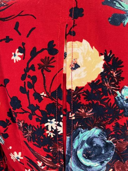 KENZO Jeans Veste en velours rouge fleuri...