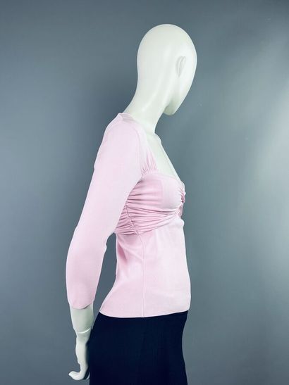 VALENTINO Top stretch rose pâle décolleté...