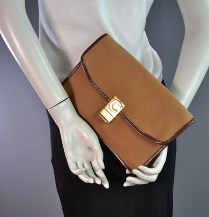 CELINE PARIS Pochette en toile marron gansé...