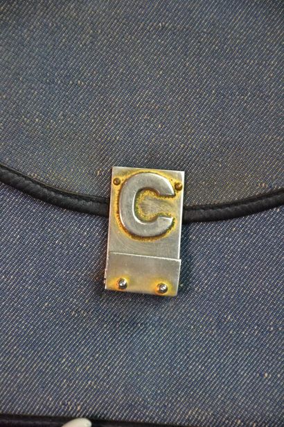 CELINE PARIS Pochette en toile denim brut...