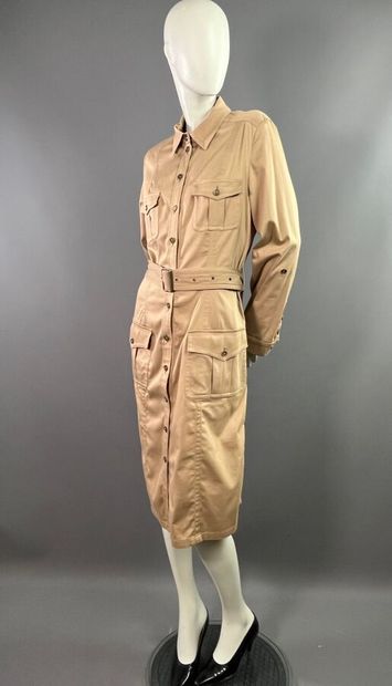 BURBERRY Robe saharienne en coton stretch...