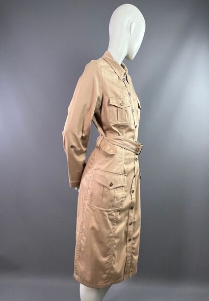BURBERRY Robe saharienne en coton stretch...