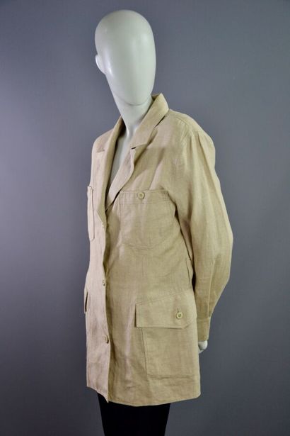 COURREGES Paris femme Saharienne en lin naturel...