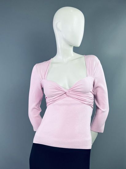VALENTINO Top stretch rose pâle décolleté...