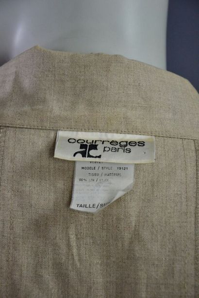 COURREGES Paris femme Saharienne en lin naturel...