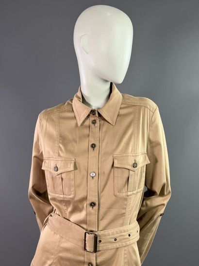 BURBERRY Robe saharienne en coton stretch...