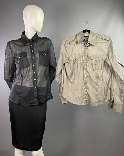 BURBERRY Lot de 2 chemisiers saharienne noir...