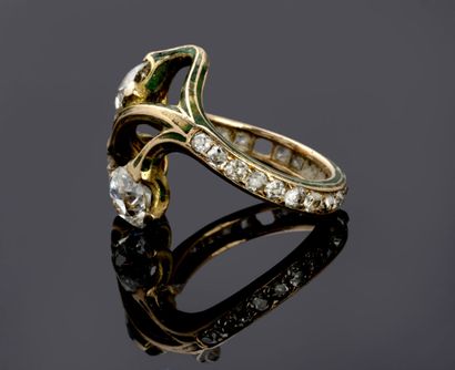 18k yellow gold (750 k) flower ring set with...