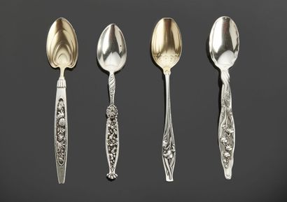 WHITING COMPANY
Suite of four silver mocha...