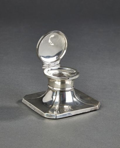 Silver inkwell (925 thousandths) octagonal...