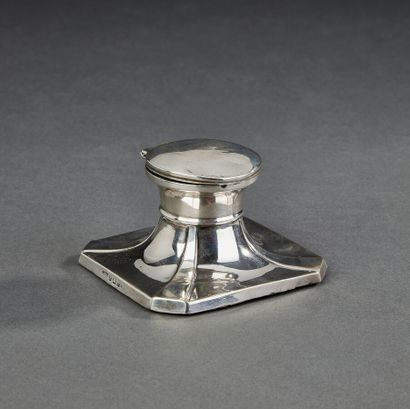 Silver inkwell (925 thousandths) octagonal...
