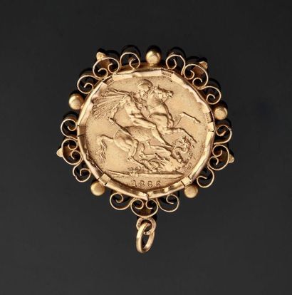 Pendant in yellow gold 18 k (750 thousandths)...