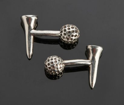 Paire de boutons de manchettes en argent...