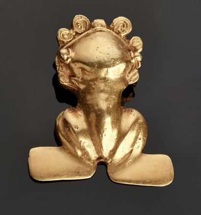 Stylized frog in yellow gold 14 k (585 thousandths)...