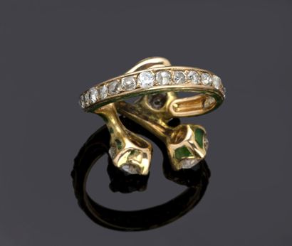 18k yellow gold (750 k) flower ring set with...