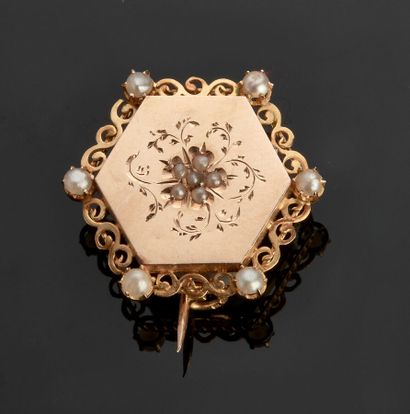 Brooch in yellow gold 18 k (750 thousandths)...