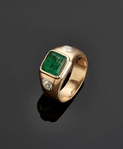 Yellow gold ring 18 k (750 thousandths) set...