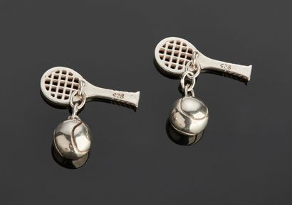 Paire de boutons de manchettes en argent...