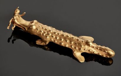 Crocodile in yellow gold 14 k (585 thousandths)...