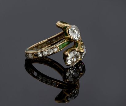 18k yellow gold (750 k) flower ring set with...